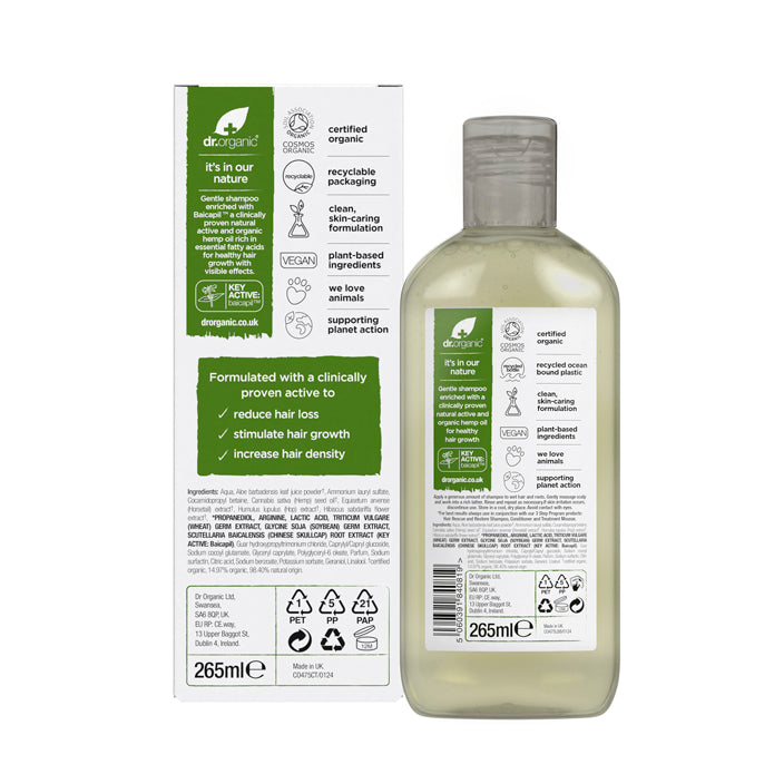 Dr Organic Dr Bioactive Haircare Organic Hemp Oil Rescue Shampoo 265ml