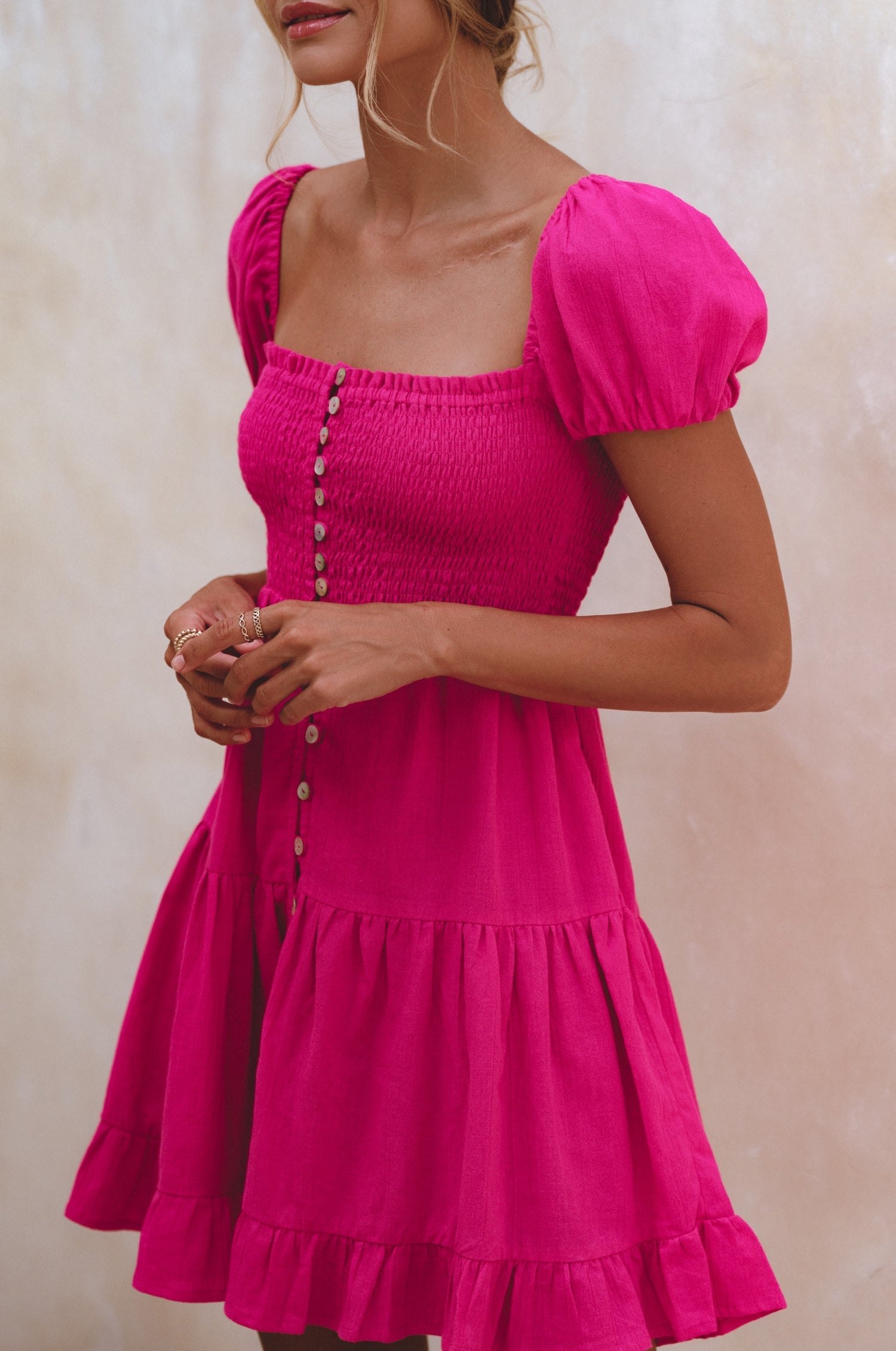 Catalina Smocked Linen Mini Dress (Sale)