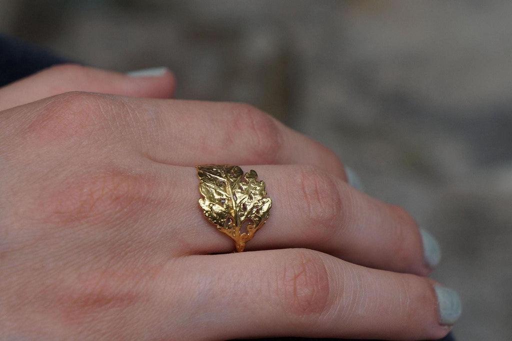 Real Fern Leaf Ring, Handmade Boho Jewelry, Organic Forest Band, Gift for Luck & Protection, Eco Sustainable Brass