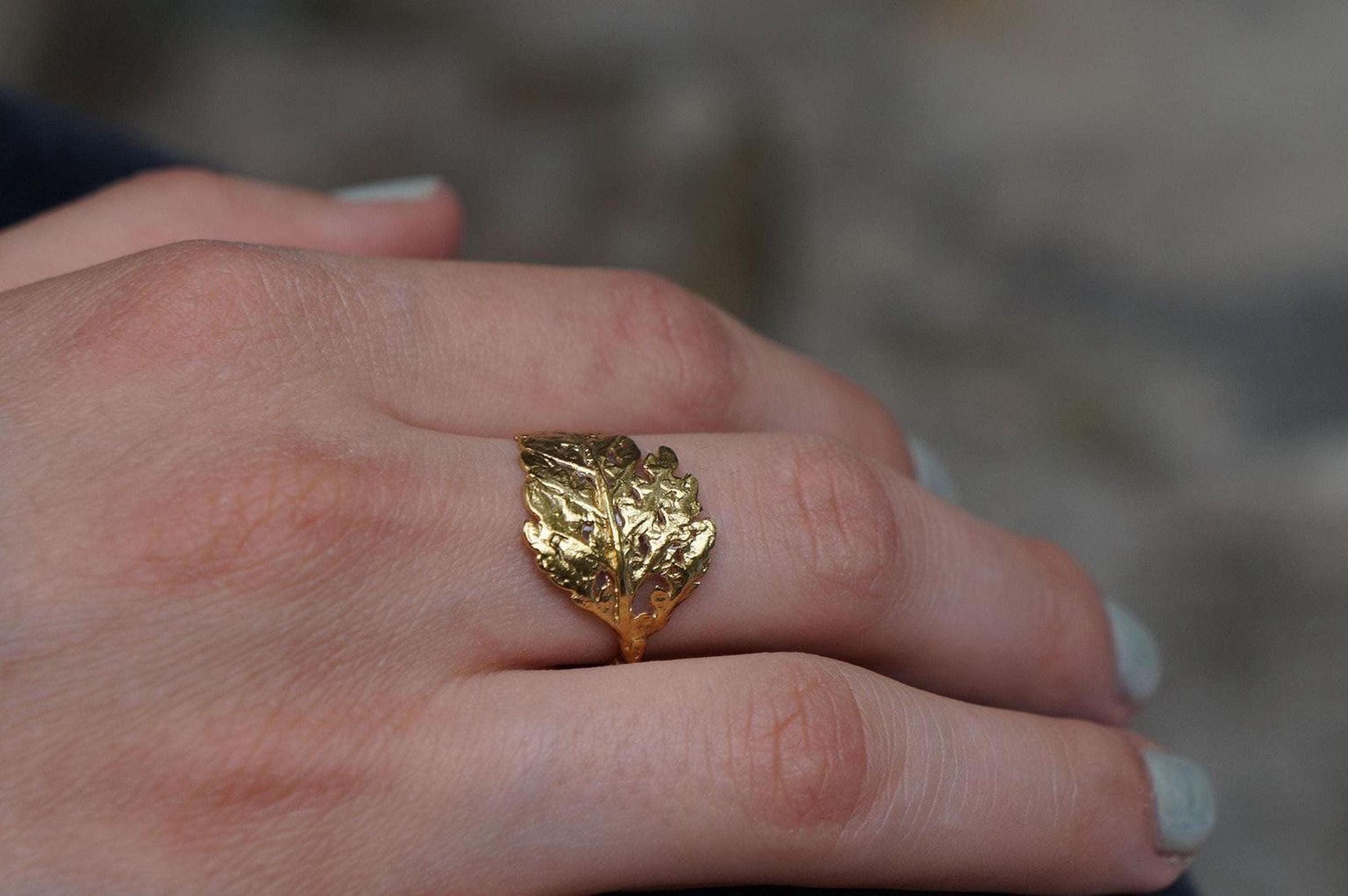 Real Fern Leaf Ring, Handmade Boho Jewelry, Organic Forest Band, Gift for Luck & Protection, Eco Sustainable Brass